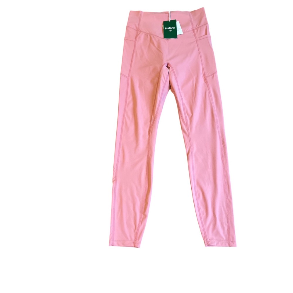 Halara Pink High Waisted Scrunch Butt Crossover Leggings with Pockets Size S 7/8